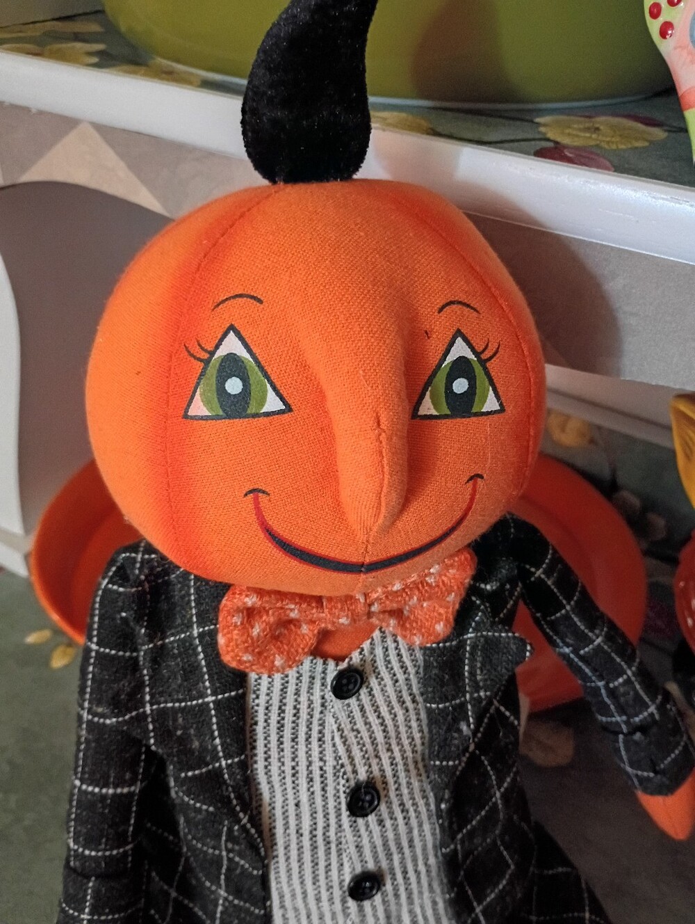fall decor pumpkin Halloween man doll vintage retro - Picture 14 of 16
